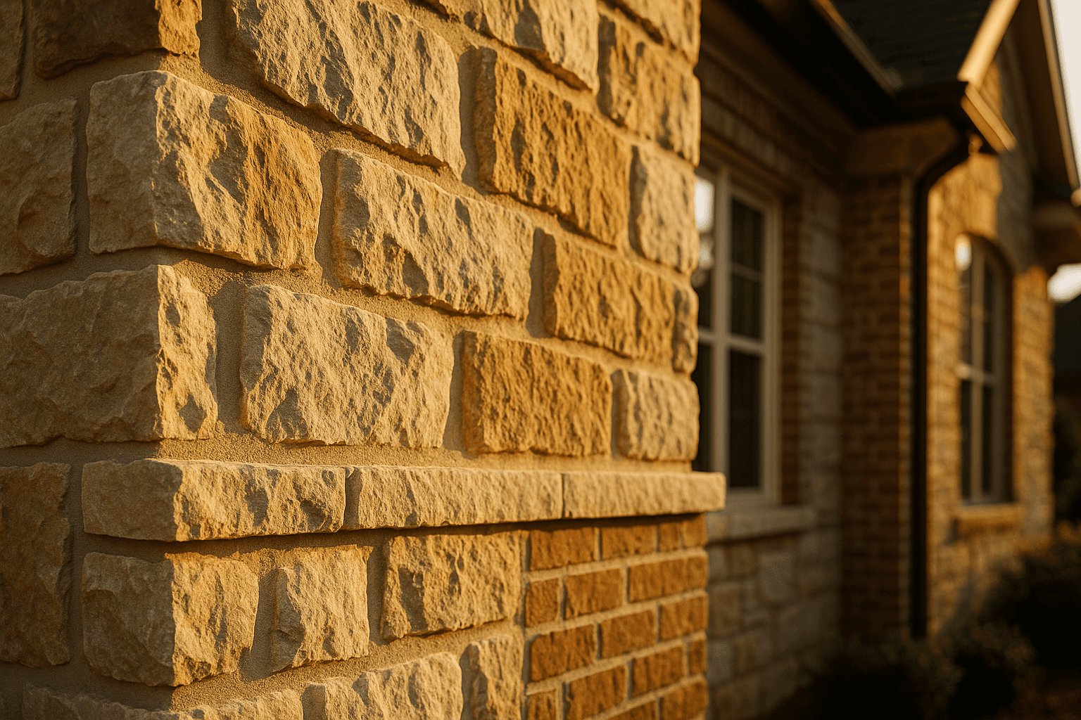 Custom stone and brick exterior detail